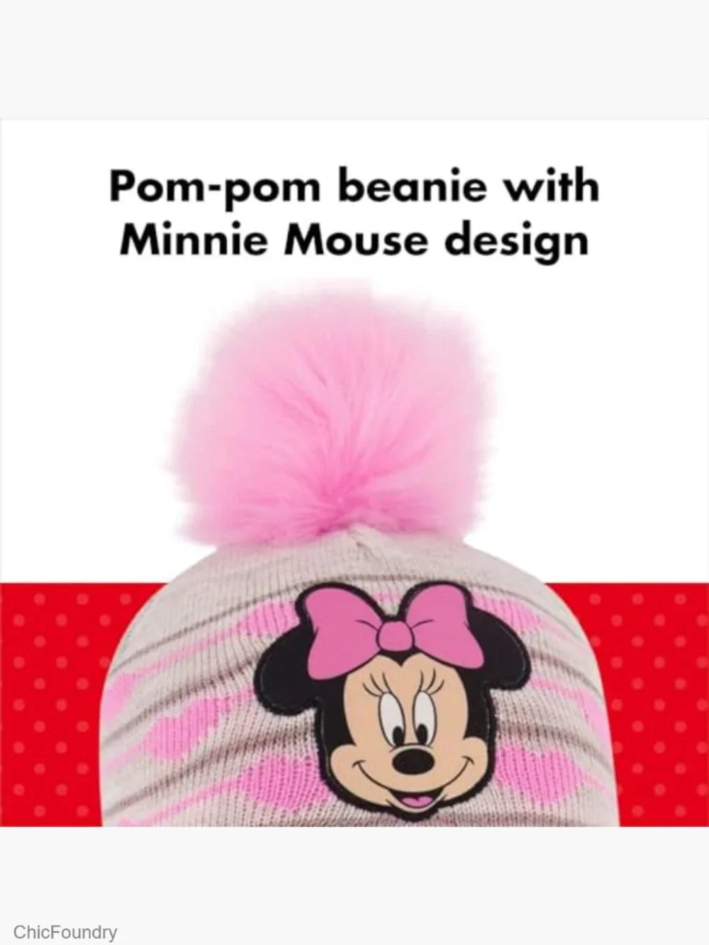 Disney Minnie Mouse Winter Hat & Mitten Set for Toddler Girls Ages 2-4